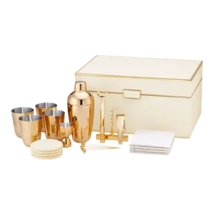 AERIN Classic Faux Shagreen Bar Set, Cream