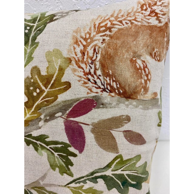 16" Square Pillow Featuring a Scurrying Squirrel and Tree With Fall Colored Foliage Pattern- Made in Uk. For Sale - Image 9 of 12