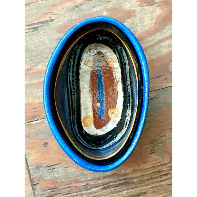 Vintage Boho Studio Pottery Oval Bowl For Sale - Image 9 of 9