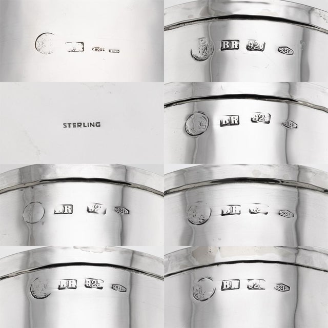 Vintage Italian Silver Ice Bucket and Beakers, Florence, Italy, 1970s, Set of 7 For Sale - Image 11 of 12