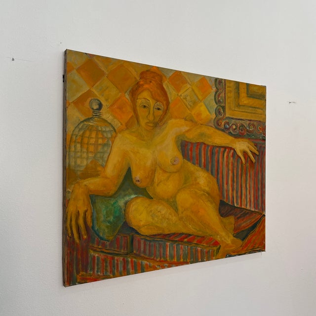 Mid-Century Impressionist Painting on Canvas of a Woman For Sale - Image 6 of 11