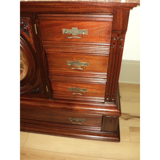 Late 19th Century Victorian Marble Top Cherry Buffet with Mirror For Sale In Saint Louis - Image 6 of 12