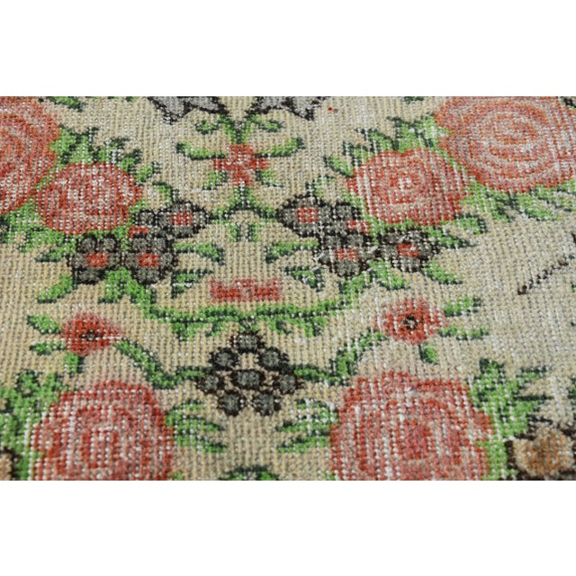 1970s Turkish Floral Handmade Rug For Sale - Image 9 of 10