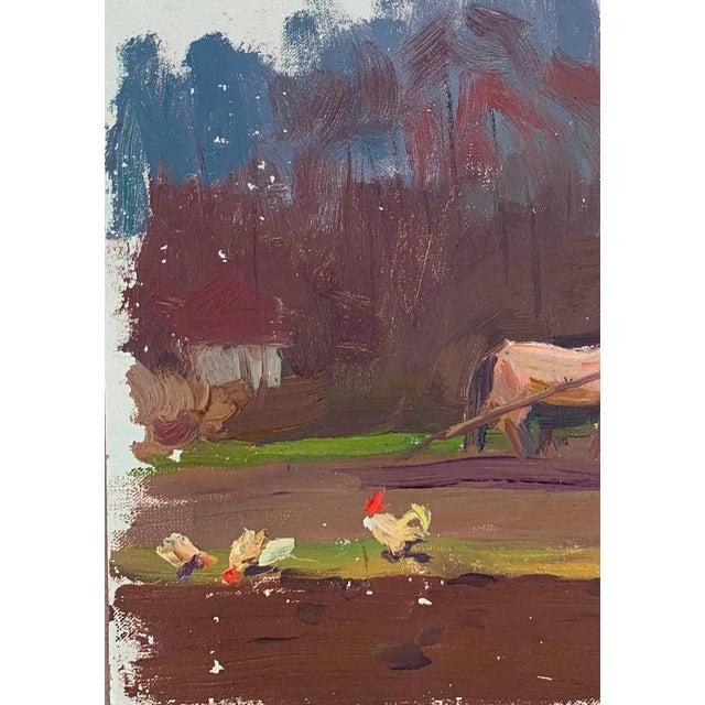 1970s Rural Landscape Antique Painting Original Soviet Art Ukrainian Artist Sokolovsky g.34-23 1970s For Sale - Image 5 of 6