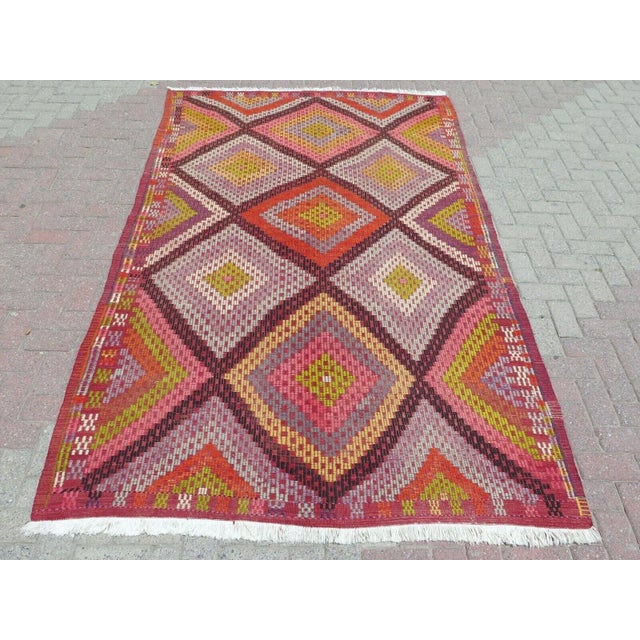 1960s Bohemian Kilim Rug - 67"x110" For Sale - Image 13 of 13