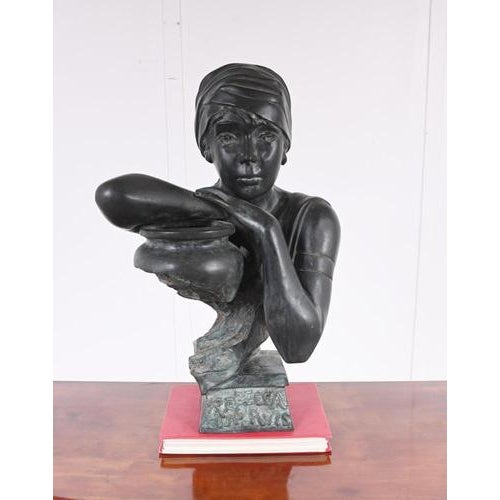 Villanis, Art Nouveau Bust of Rebecca at the Well, 1800s, Bronze For Sale - Image 10 of 10