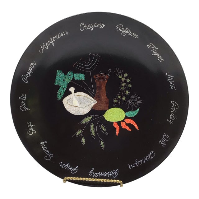 Large Vintage Couroc of Monterey "Spice of Life" Inlaid Serving Bowl For Sale