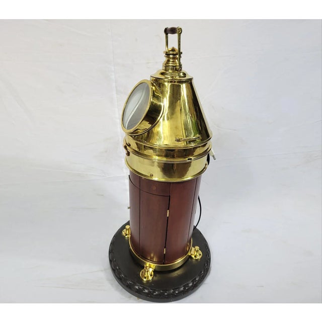 Brass and Wood Yacht Binnacle Compass For Sale - Image 4 of 6