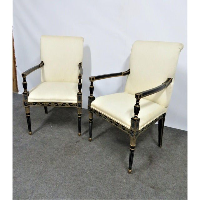 20th Century Regency Carved Black & Gold Chairs a Pair Chairish