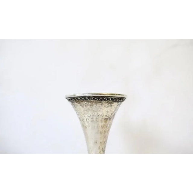 Sterling Silver Candlesticks with Hourglass Shape & Hammered Design - A Pair For Sale - Image 9 of 13