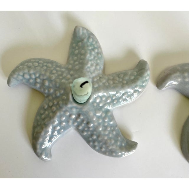 Blue Pair of Mid 20th Century Gonder Pottery Starfish Candle Holders For Sale - Image 8 of 9