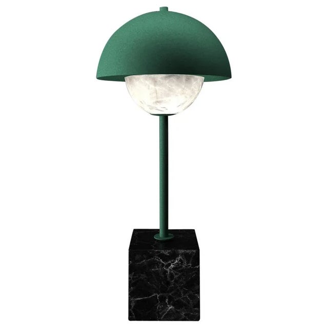 Contemporary Apollo Table Lamp in Green Metal by Alabastro Italiano For Sale - Image 3 of 3