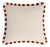 Bicolor White Velvet Cushion with Brick and White Fringes from Lo Decor For Sale