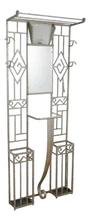 French Art Deco Wrought Iron Hall Stand, 1930