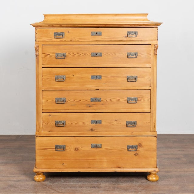 Traditional 19th-Century Swedish Pine Highboy Chest of Six Drawers For Sale - Image 3 of 11