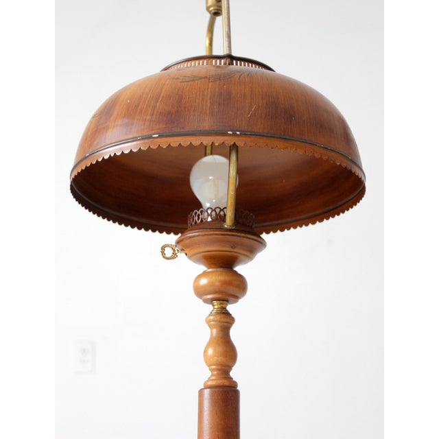 Vintage Faux Bois Floor Lamp With Hand Painted Pinecone Shade For Sale - Image 11 of 18