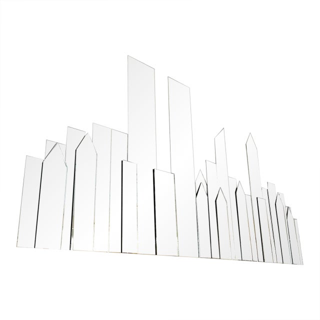 Vintage 1980's New York City Skyline 3d Wall Mirror W/ Twin Towers For Sale