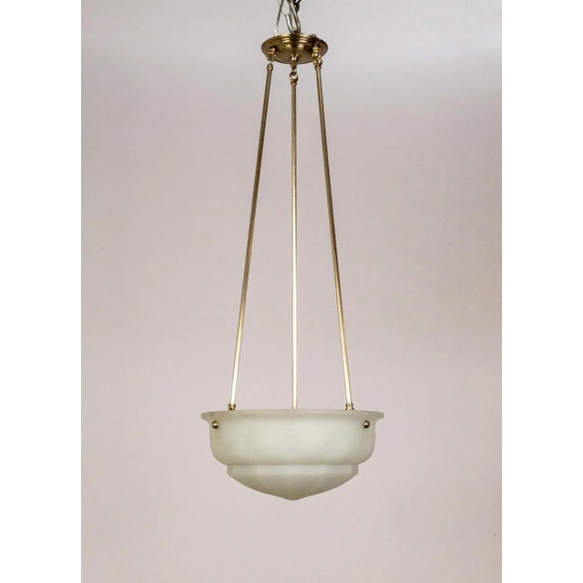 Early 20th Century White Frosted Glass Bowl Pendant Light For Sale In San Francisco - Image 6 of 9