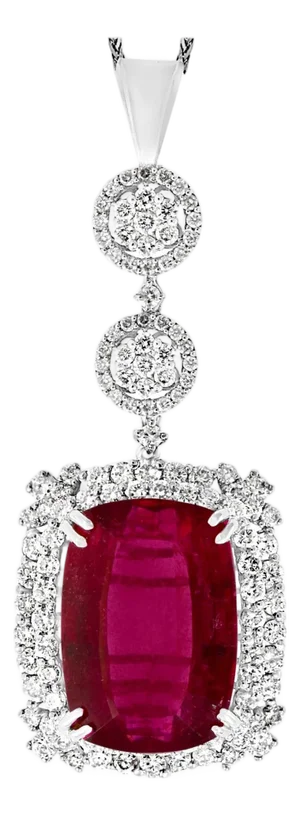 17 Carat Rubelite and 4 Carat Diamond Pendant / Necklace 14 Karat Gold, Estate