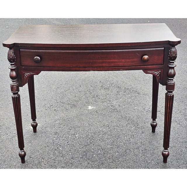 Victorian Late 19th Century Victorian Carved Walnut Single Drawer Hall Table Writing Table For Sale - Image 3 of 13