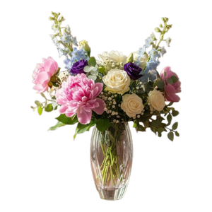 Mikasa-“Flame D’amore”-Hand Blown and Cut, Polished- Heavy Lead Crystal- 10 Inch Tall Vase