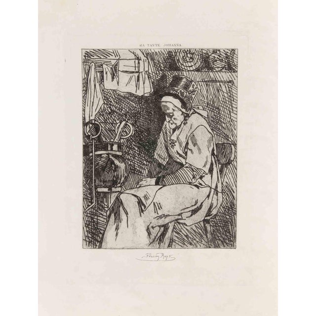 Félicien Rops, Ma Tante Johanna, Etching, 1908 For Sale