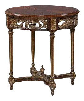 Maitland Smith 3030-944 Carved Skirt Round Mahogany End Table