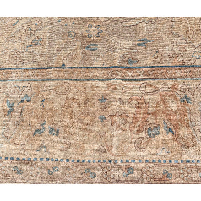 Camel Vintage Indian Abstract Handmade Wool Rug For Sale - Image 8 of 8
