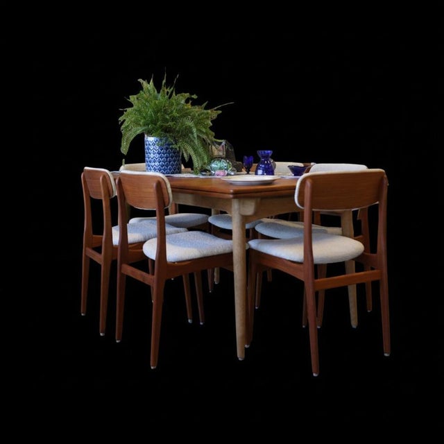 Wood Vintage Teak Chairs with Upholstered Boucle Back by Rasmussen for Thorsø Mobelfabrik, 1960s, Set of 6 For Sale - Image 7 of 18