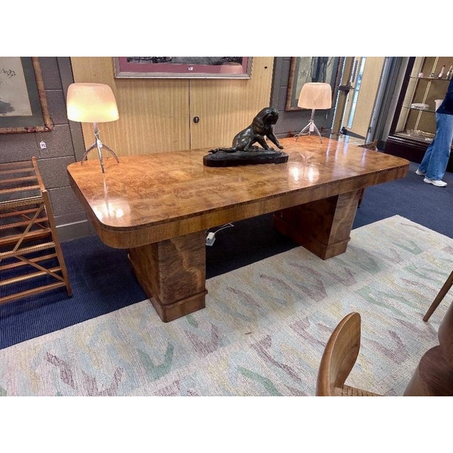 Large Art Deco Dining Table in Walnut by Harry and Lou Epstein, England, 1920s For Sale - Image 6 of 9