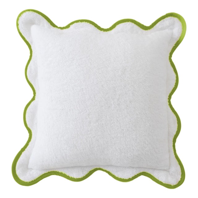 Chairish x Kassatex - Scallop Lounge Chair 20" Pillow, Lime Green For Sale