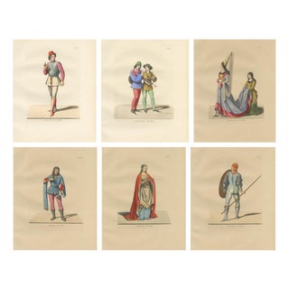 Medieval Italian Costume, 1860, Paper, Set of 6 For Sale