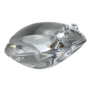 1980s Val St. Lambert De Sousa Crystal Frog Figurine For Sale