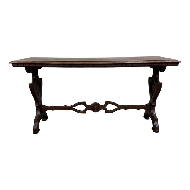Vintage Tudor or Spanish Revival Style Sofa Table Console Table Hall Table For Sale