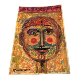 Contemporary Original E.J.Hartmann Abstract Portrait Painting Signed For Sale