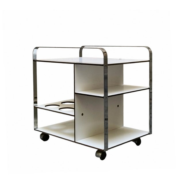 1970s Chrome and White Laminate Serving Trolley, Italy, 1970s For Sale - Image 5 of 8