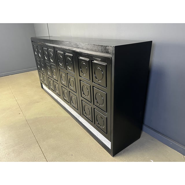 Wood Brutalist Black Credenza, 1970s For Sale - Image 7 of 12