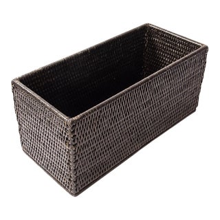 Artifacts Rattan Rectangular Everything Basket in Tudor Black - 13" For Sale