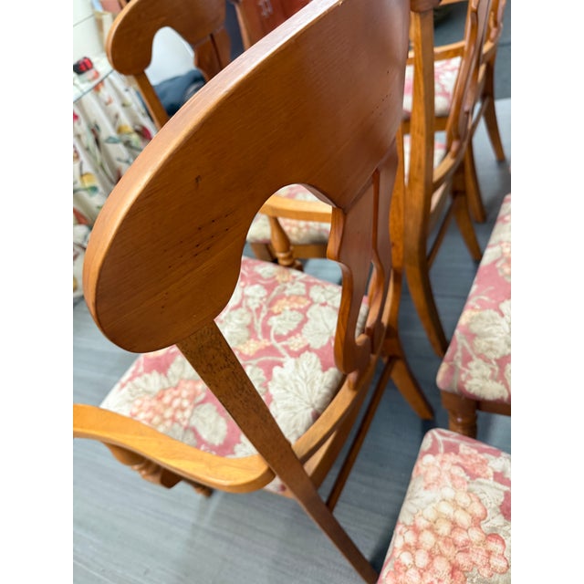 Brown Fiddleback Splat Floral Dining Chairs, Set of Eight For Sale - Image 8 of 12