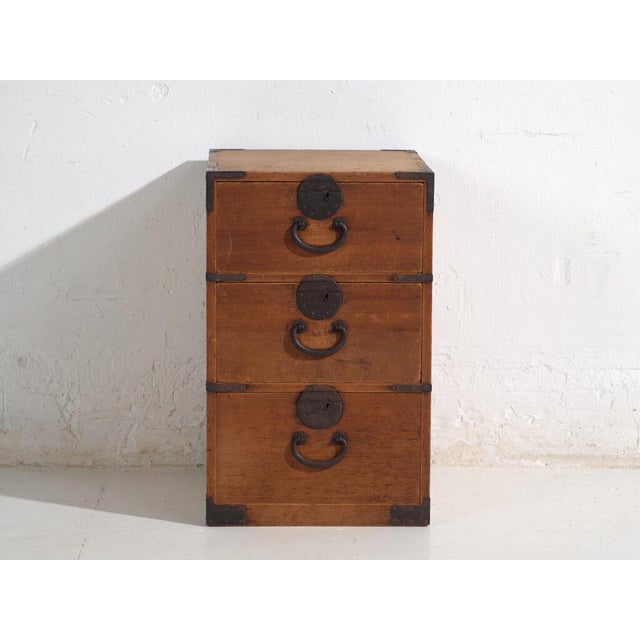 Antique Japanese 3-Drawer Tansu Cabinet For Sale - Image 3 of 11