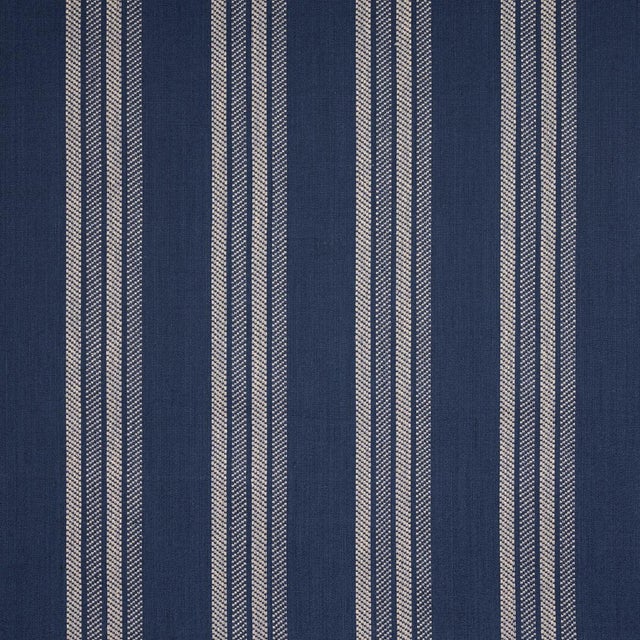 2020s Schumacher Nor Stripe Fabric In Indigo For Sale - Image 5 of 5