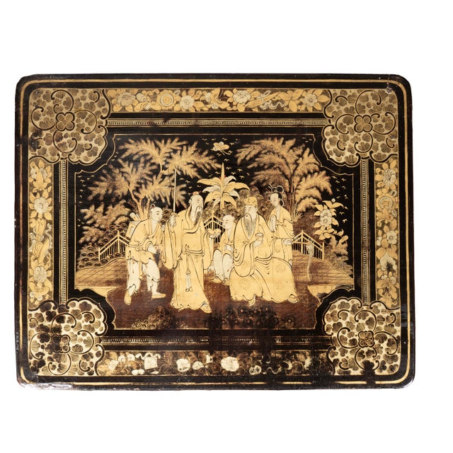 Black Nest of Four Chinese Export Lacquer Tables For Sale - Image 8 of 11