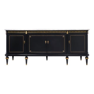 Grande Louis XVI Ebonized Buffet, French Antique, Circa 1920 For Sale