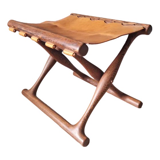 Guldhoj Folding Stool by Poul Hundevad for Hundevad & Co., Denmark, 1948 For Sale