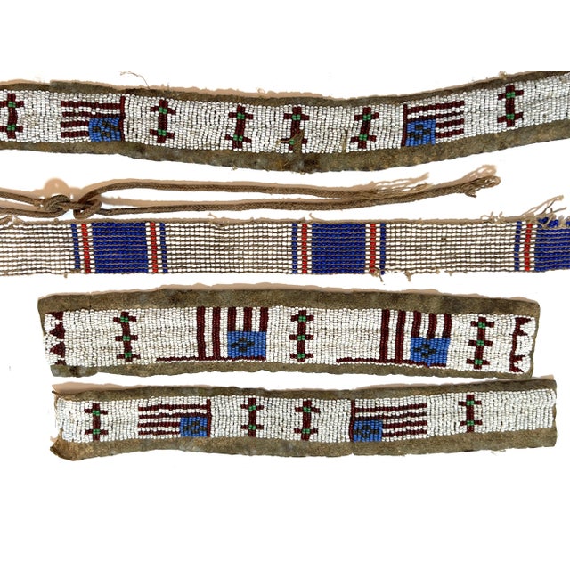 Navajo American Flag motif Ceremonial Beadwork - 4 Pieces For Sale - Image 4 of 7