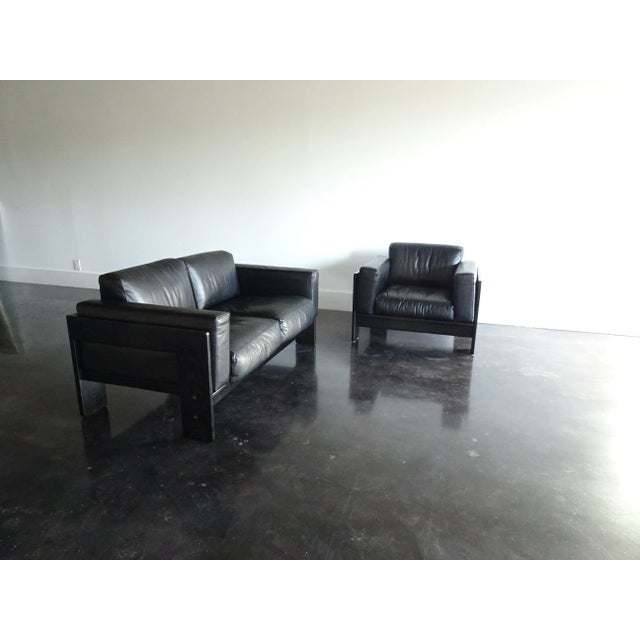 Black Vintage Bastiano Sofa and Armchair by Scarpa in Black Leather For Sale - Image 8 of 13