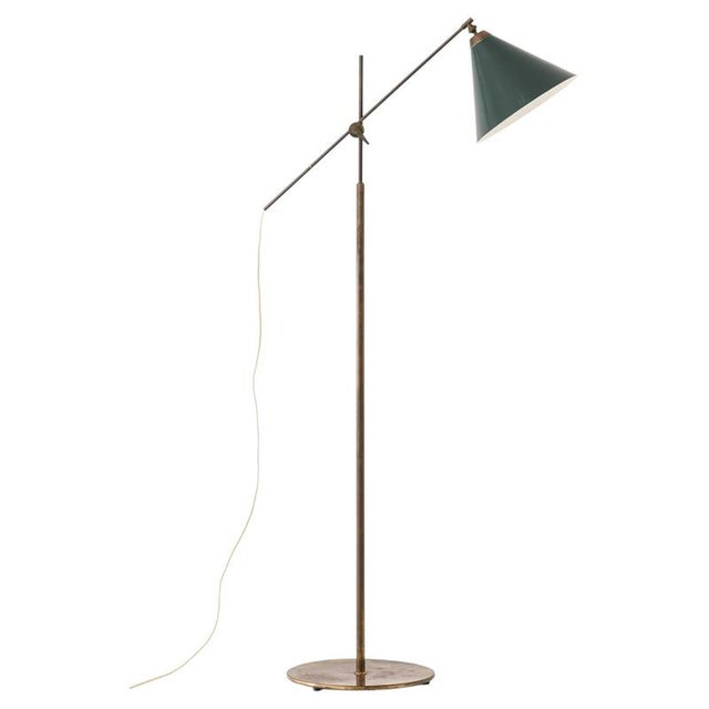 Danish Modern Floor Lamp in Brass and Lacquer attributed to Thomas Valentiner, 1960s For Sale - Image 11 of 11