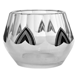 Small Art Deco Transparent Glass Vase attributed to Karel Palda, 1930s For Sale