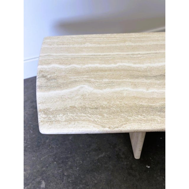 Vintage Travertine & Marble Coffee Table, France, 1980s For Sale - Image 4 of 14