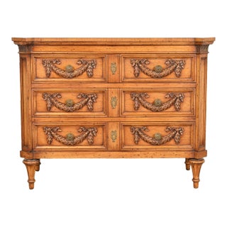 Karges French Regency Louis XVI Burled Walnut Dresser or Chest of Drawers, Circa 1960s For Sale